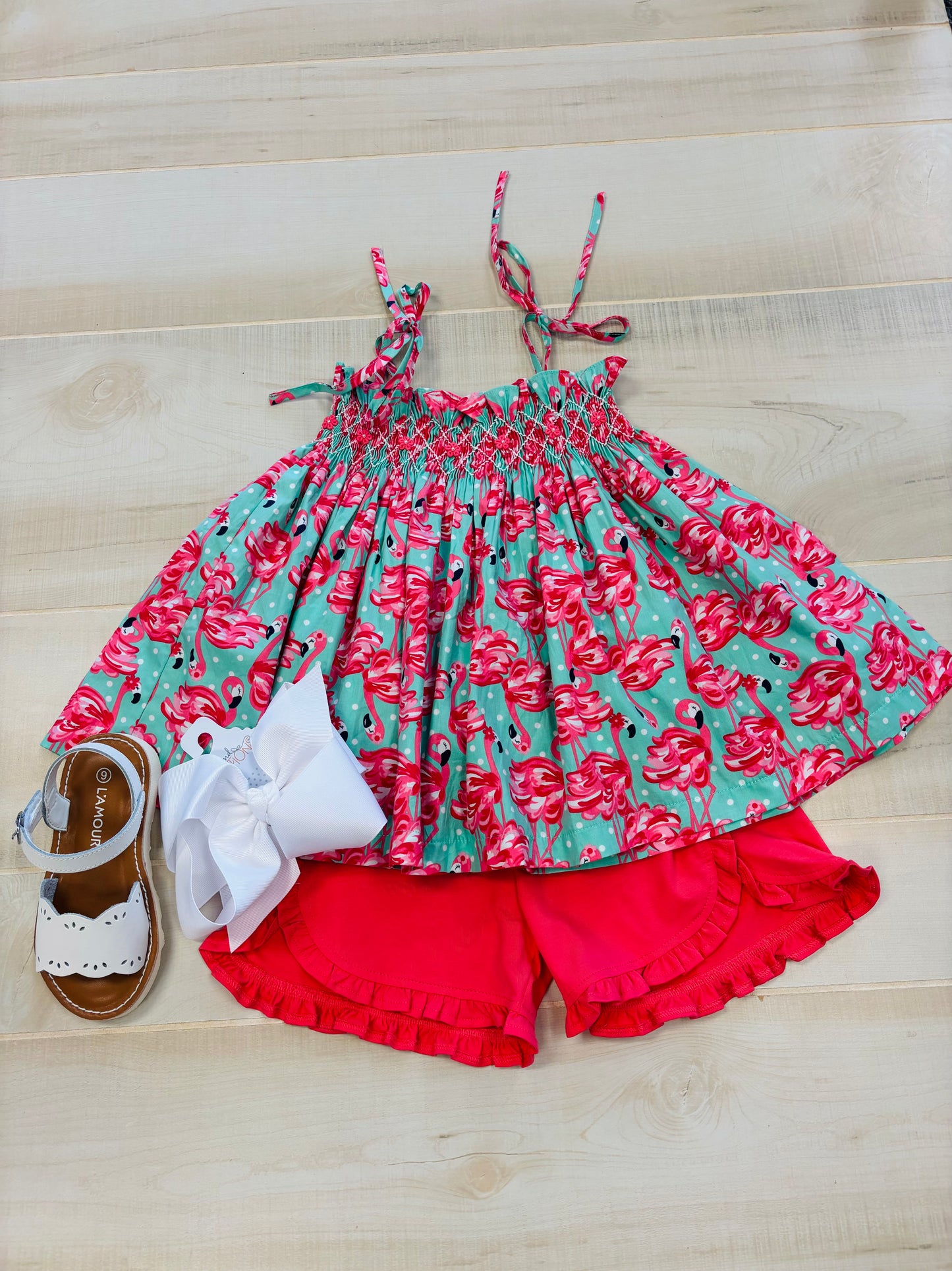 Mingo smocked ruffle short set