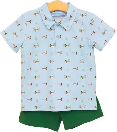 Ducks in a row polo short set