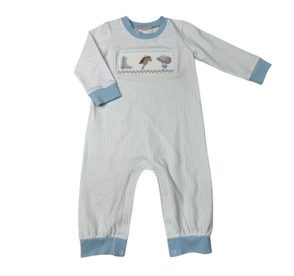 LITTLE COWBOY SMOCKED ROMPER