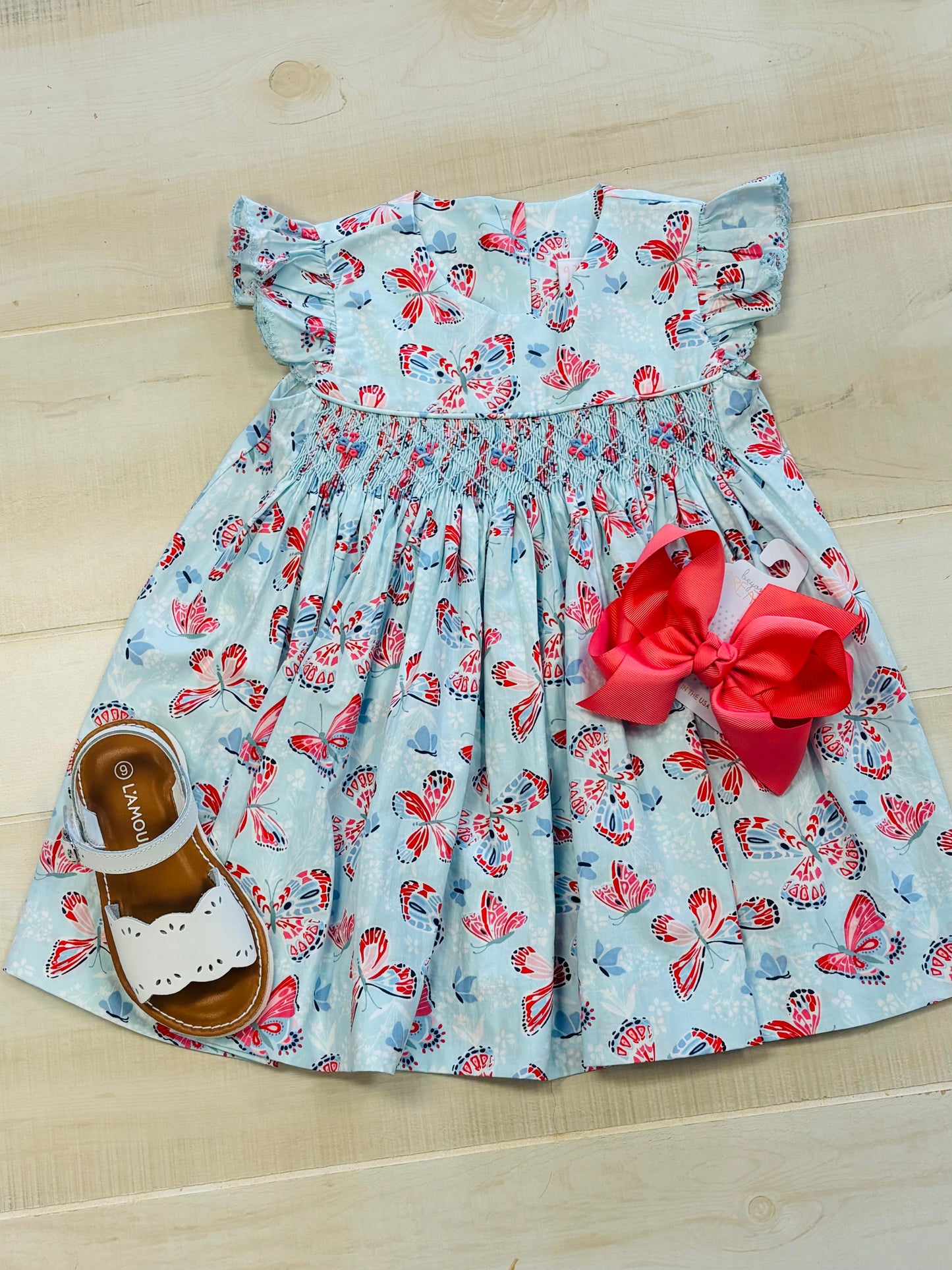 Spring flutter smocked dress