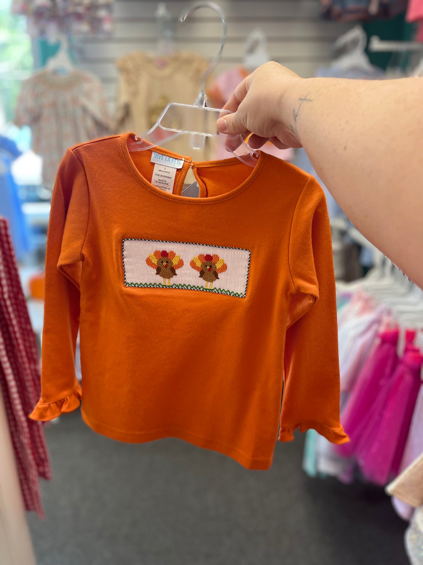 Smocked turkey boys and girls.