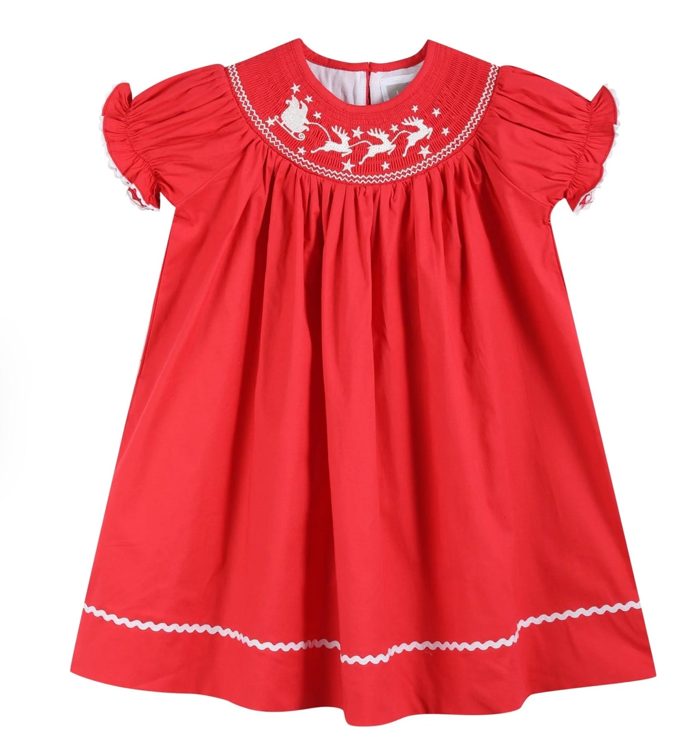 Red Santa sleigh bishop dress
