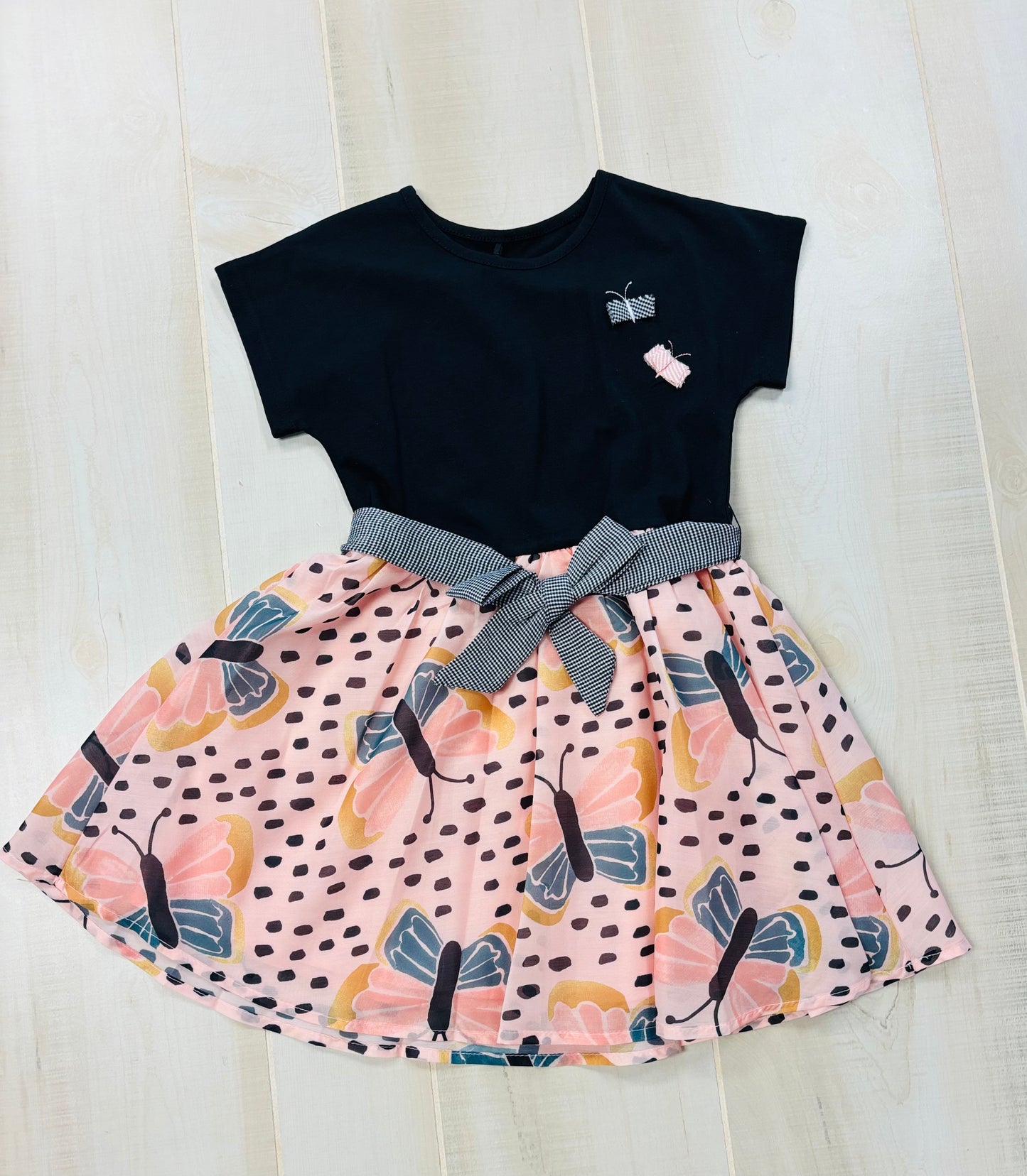 Bi material dress with dress