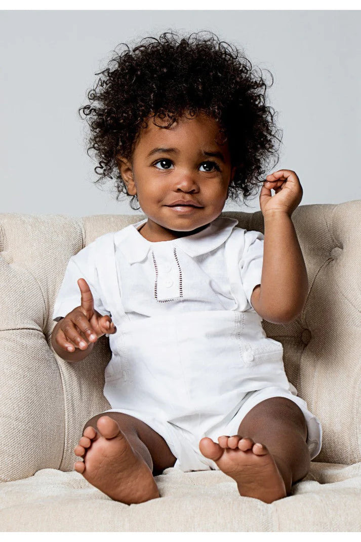 LINEN BABY BOY CHRISTENING OUTFIT WITH SUSPENDERS