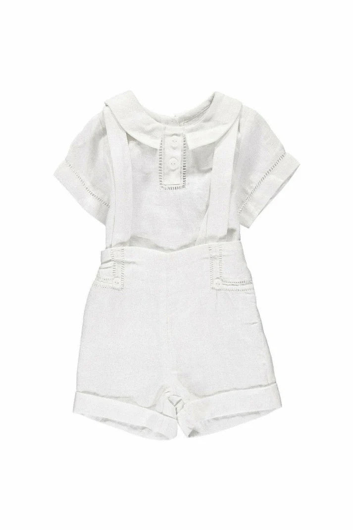 LINEN BABY BOY CHRISTENING OUTFIT WITH SUSPENDERS