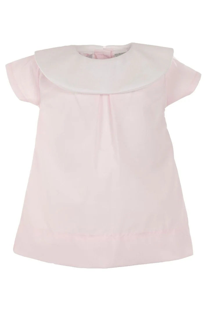 BABY GIRL DRESS WITH ROUND BIB – ELEGANT WHITE CHRISTENING OUTFIT