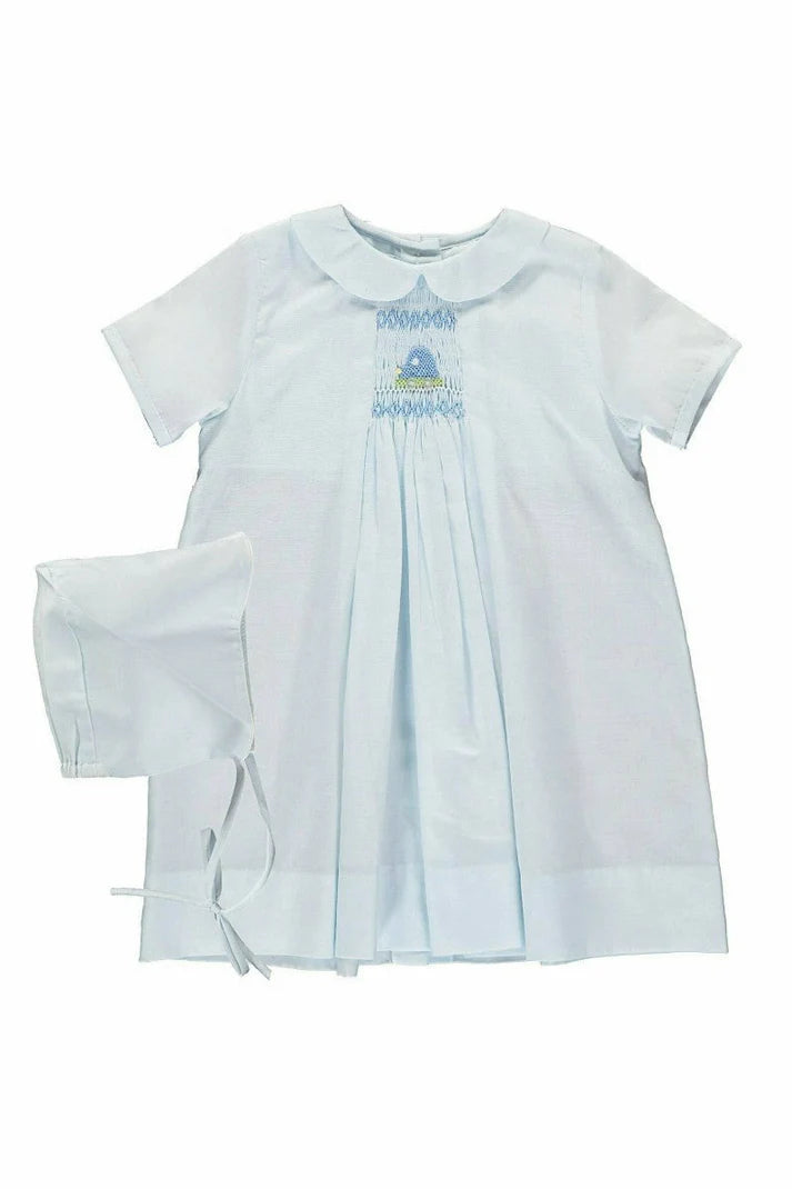BABY BOY COMING HOME ONE SIZE ONLY DAY GOWN OUTFIT WITH HAT