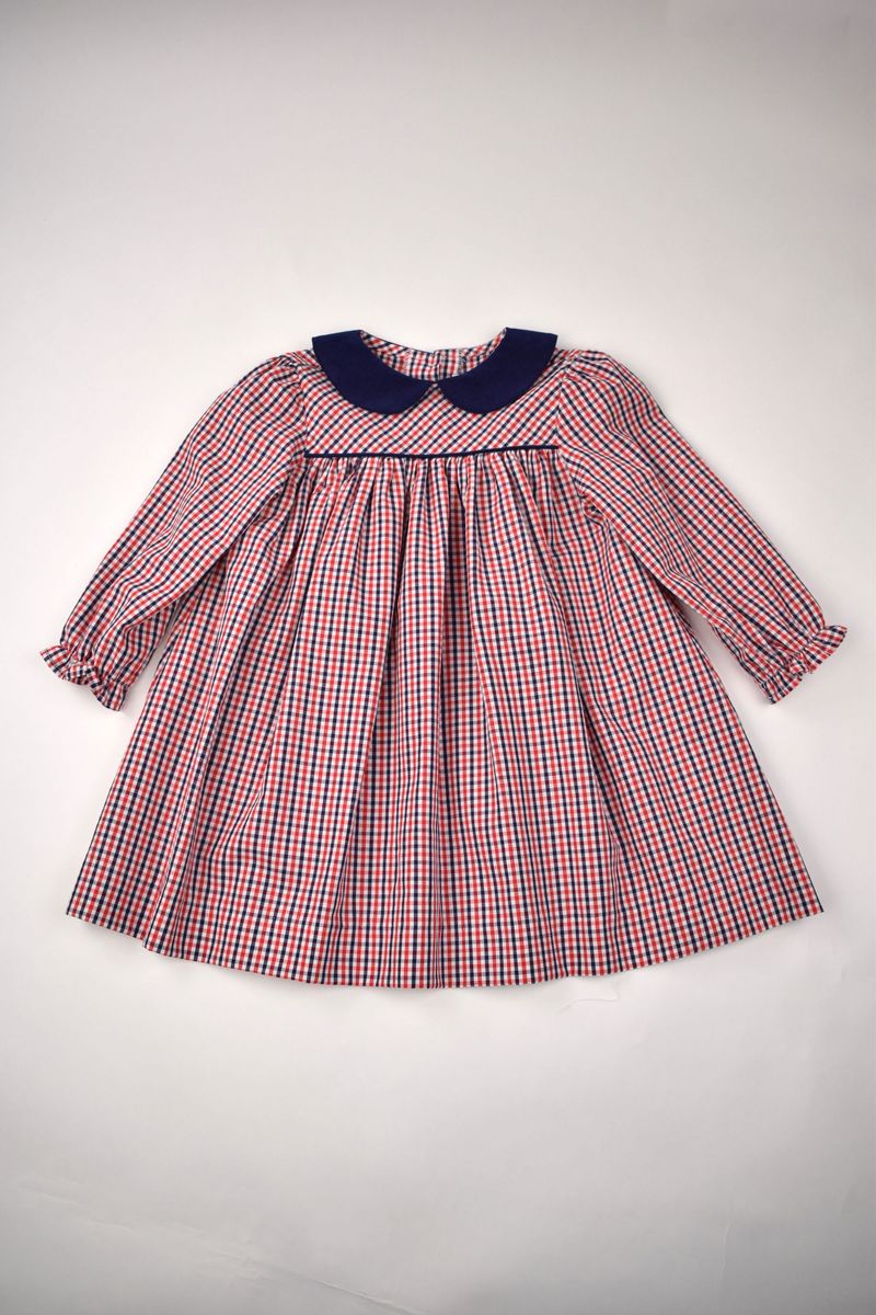 Red and Navy Long Sleeve Dress