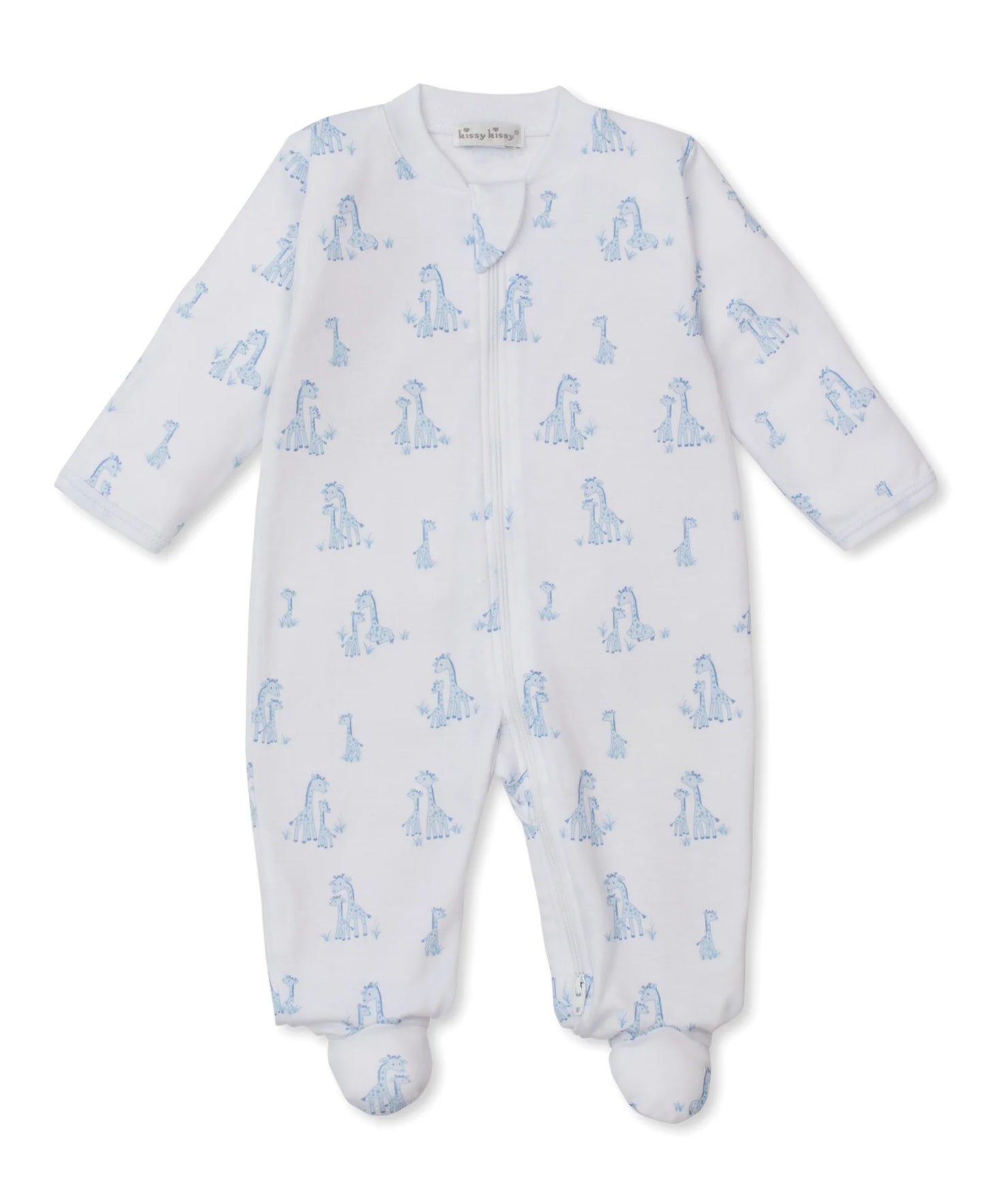 Giraffe Grace Blue Zip Footie