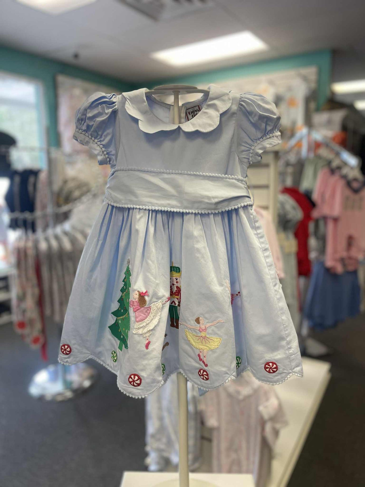 Blue satin nutcracker dress