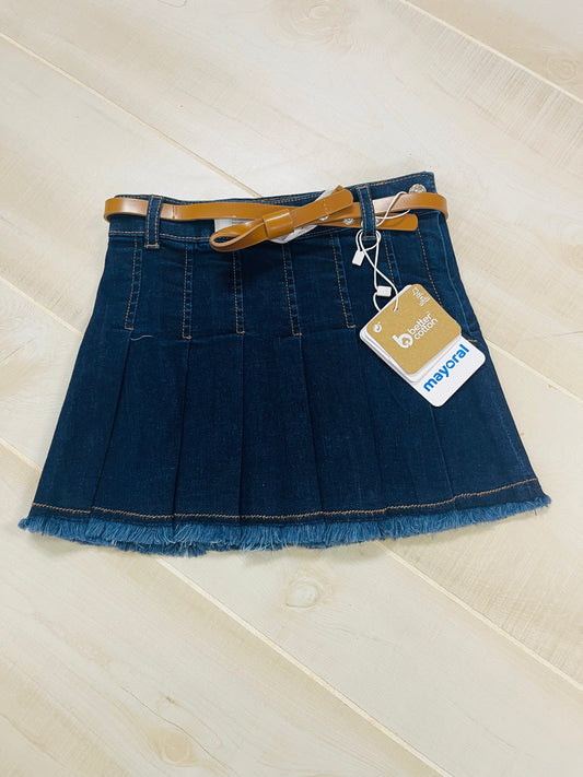 Denim skirt with belt