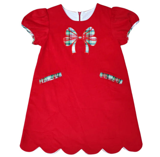 Christmas plaid Claire bow dress