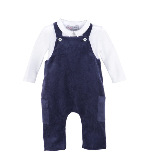 Classic navy overalls cord baby