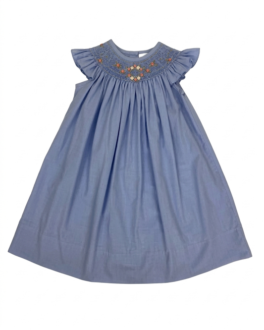 Blue check diamond smock bishop