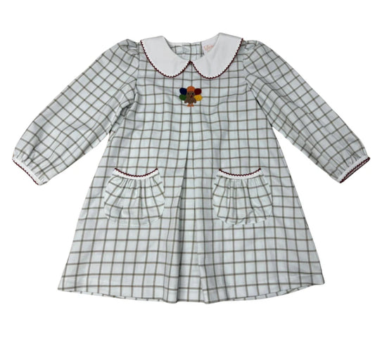 TURKEY TIME PLEATED COLLAR DRESS
