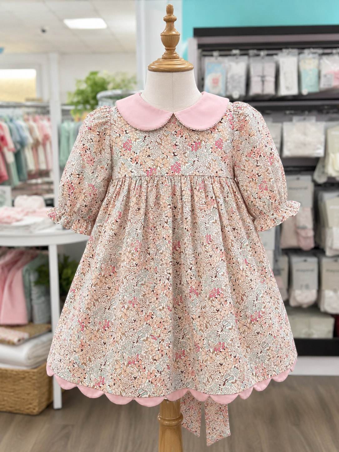 FALL FLORAL SCALLOP EMPIRE DRESS