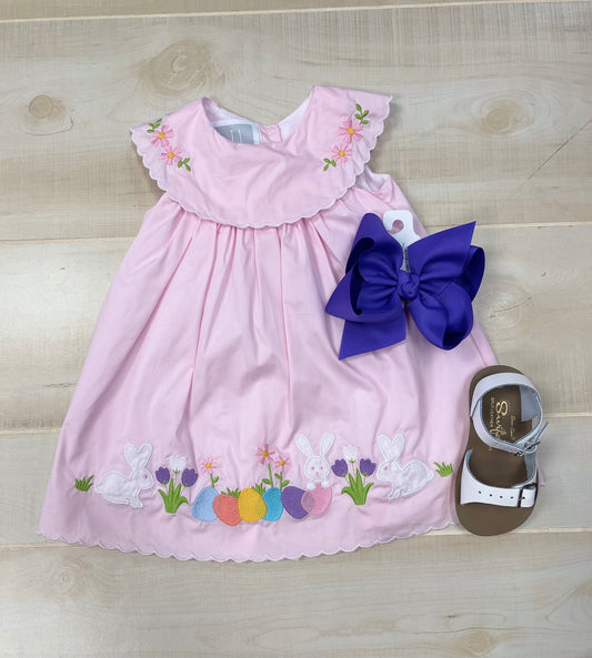 PINK EASTER APPLIQUE DRESS