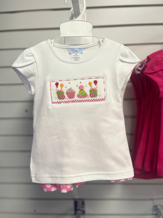 Birthday girls smocked short set