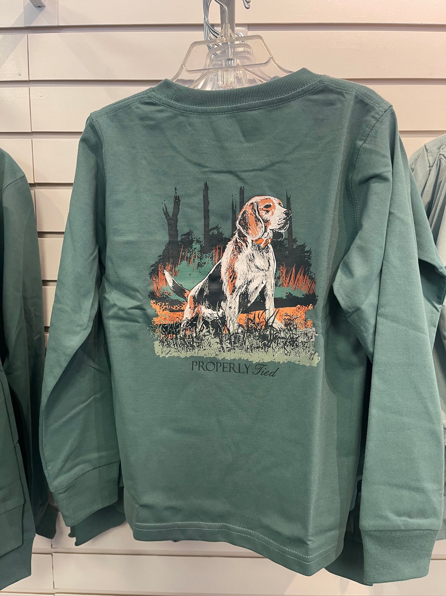 Dog in grass long sleeve tee