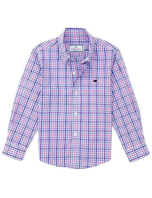 Properly tied sport shirt blueberry