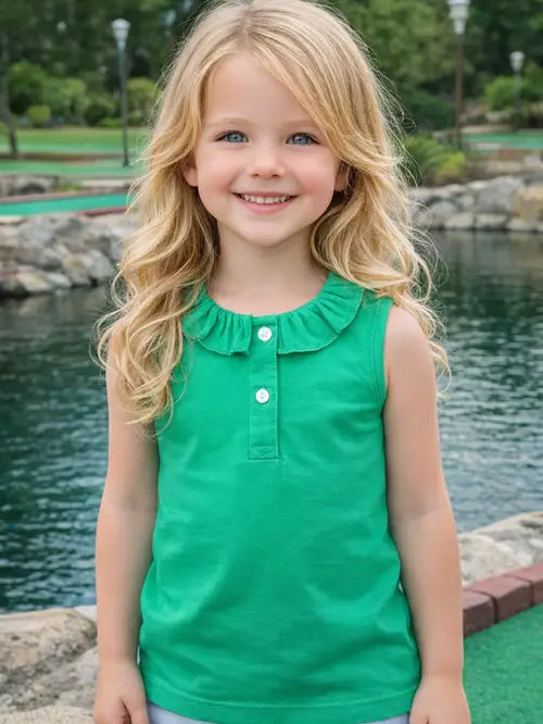 Green ruffle top