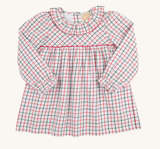 Old town tattersall/richmond red Ramona ruffle dress woven yarn