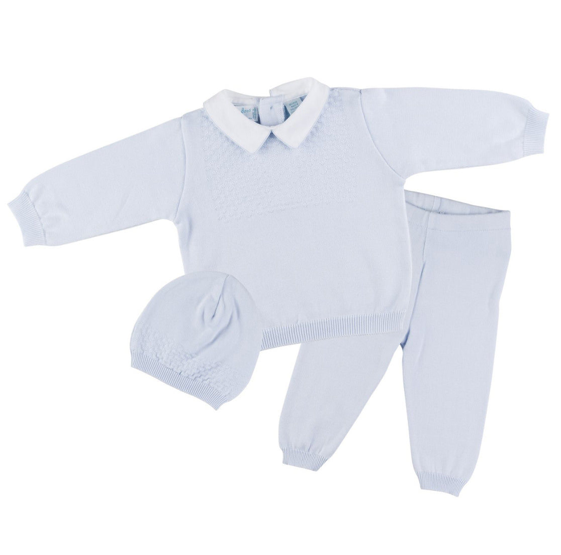 Boys Pique Collar Diamond Knit 2-Piece With Hat