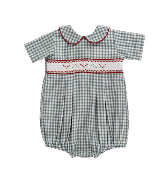 Smocked gingham bubble