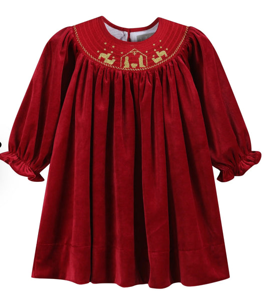 Red velour dress