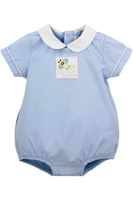 BABY BOY BLUE PLANE BUBBLE ROMPER