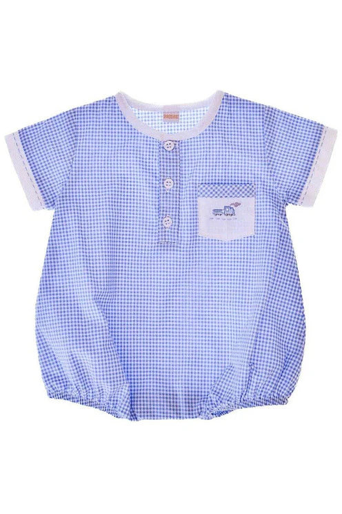BABY BOY COMING HOME HAND EMBROIDERED BUBBLE ROMPER OUTFIT