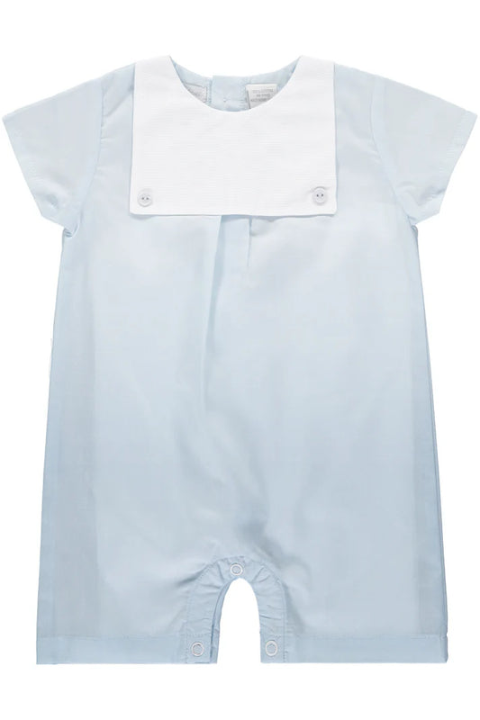 PERSONALIZED BABY BOY SHORTALL – CLASSIC MONOGRAM ROMPER IN SOFT COTTON