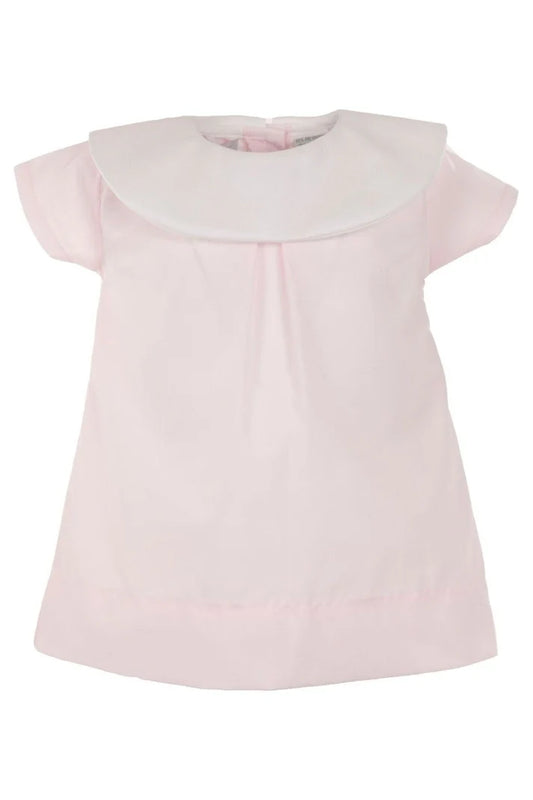 BABY GIRL DRESS WITH ROUND BIB – ELEGANT WHITE CHRISTENING OUTFIT