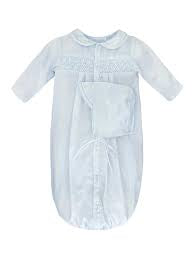 BLUE SMOCKED CONVERTER GOWN SET