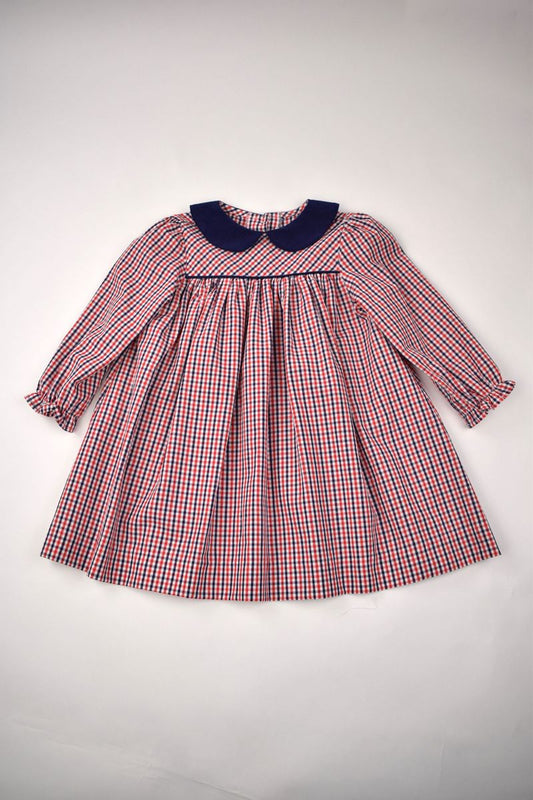 Red and Navy Long Sleeve Dress