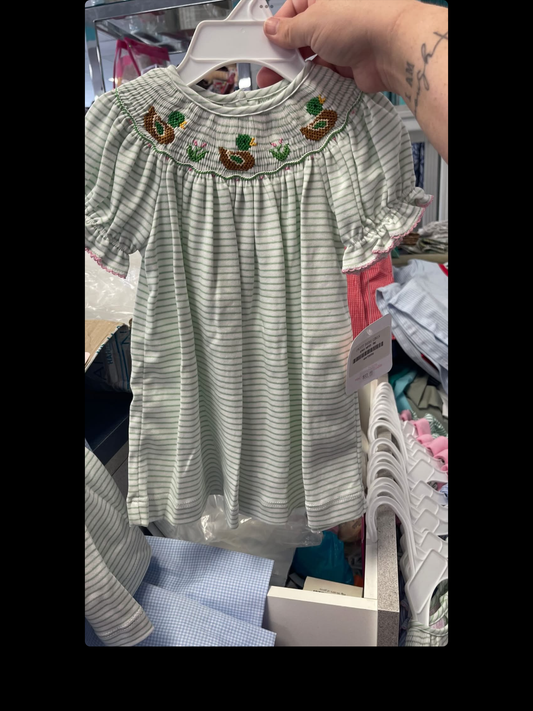 Mallard Duck Stripe Bishop Dress
