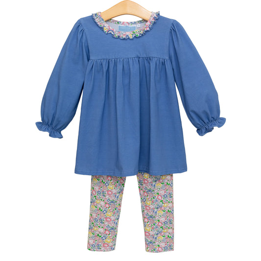 Floral ruffle pants set