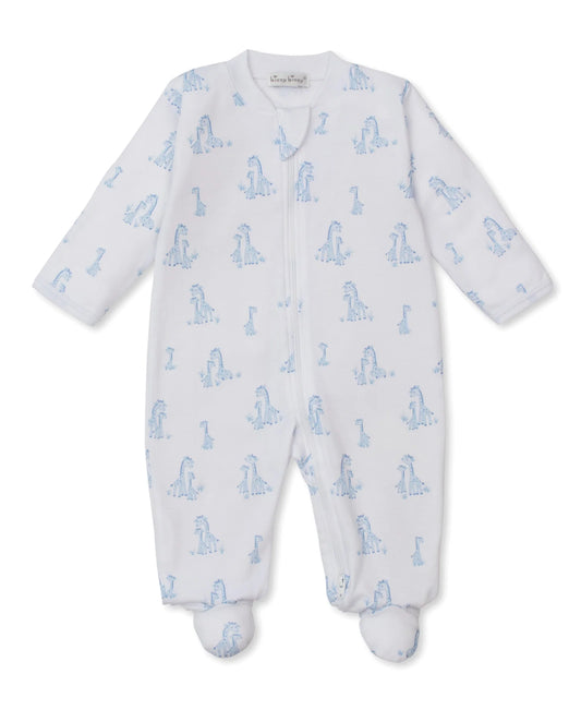 Giraffe Grace Blue Zip Footie