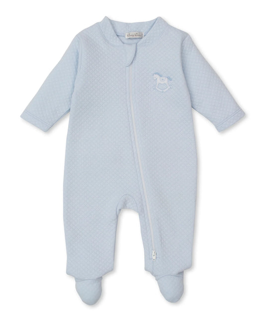 Riding Rockers Blue Jacquard Zip Footie