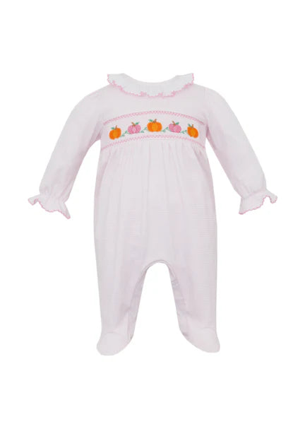 Pink knit check long footie with feet