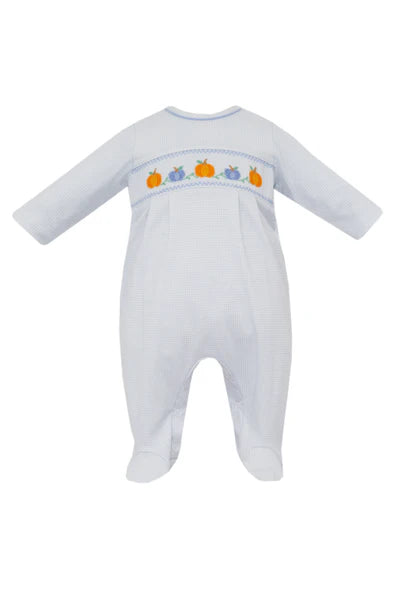 Light blue check boys footie with feet