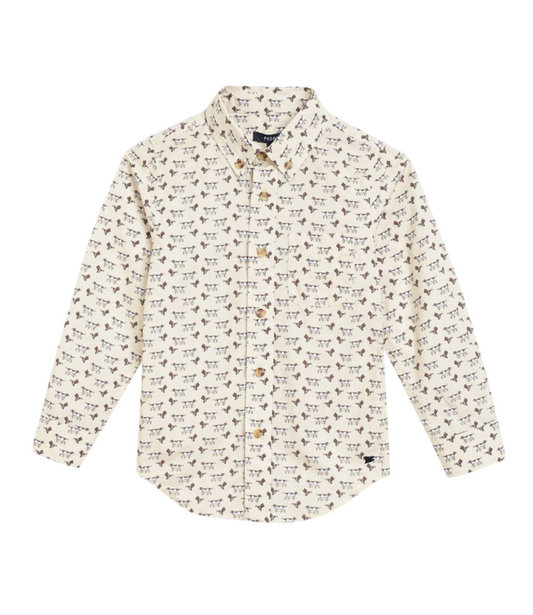 Dog print button down shirt