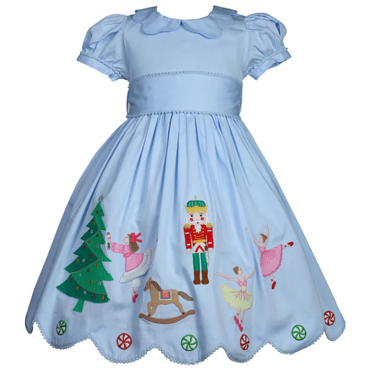Blue satin nutcracker dress