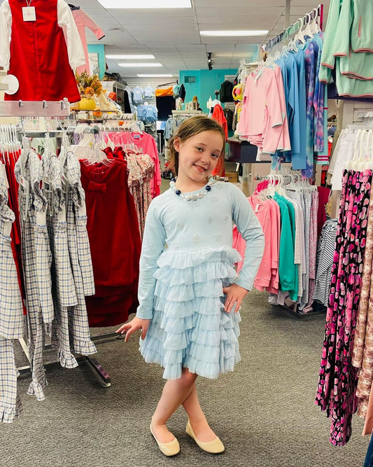 Ice blue snowflake tulle dress