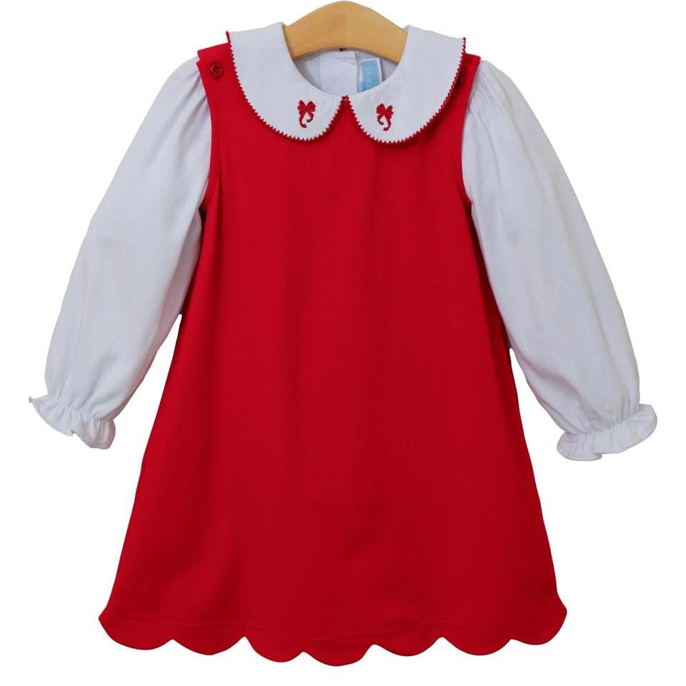 Red canes dress with undershirt