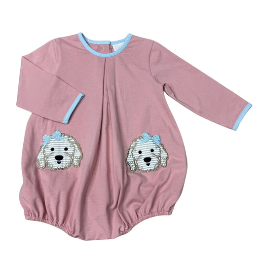 Doodle dog pleated bubble long sleeve girls