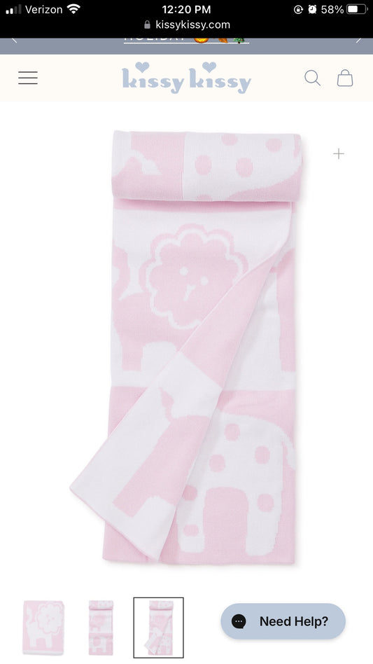 Pink animals baby blanket