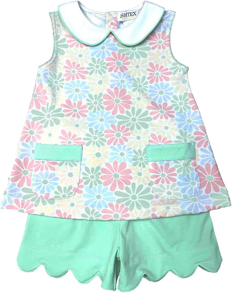 Retro flower short set