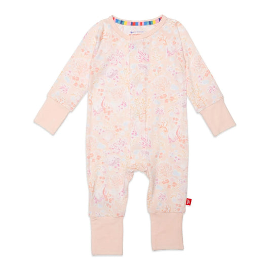 CORAL FLORAL COVERALL